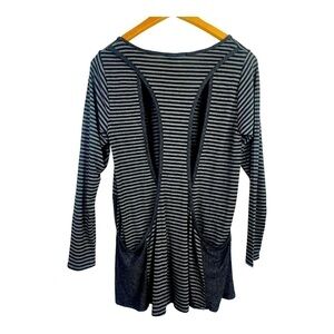 𝅺ALTAR'D State Women's Top Long Sleeved Black and Gray Striped Size Small